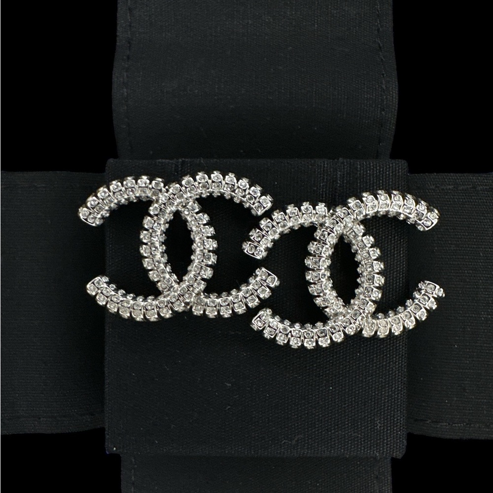 Chanel CC Stud Earrings Silver and Crystal 23P NIB